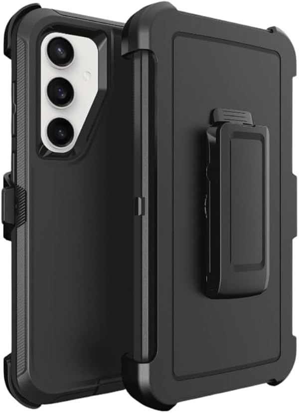 Black Defender Case Compatible with Samsung S24 FE, Screenless, Durable Phone Case with Port Protection – Includes Holster Clip Kickstand Shockproof/Drop Military-Grade Protective Phone Case by Mobile Xcessories - Used condition - CA$18.22