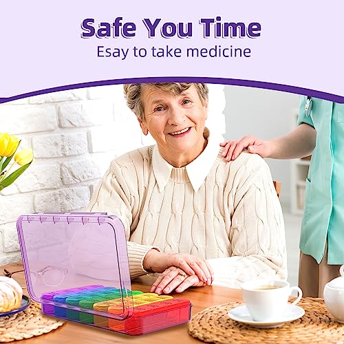 Image of Daviky Weekly Pill Organizer 4 Times a Day, Large 7 Day Pill Box Portable for Travel, Medicine Organizer Box with Removable Individual Pill Containers to Hold Vitamins, Supplements and Medication