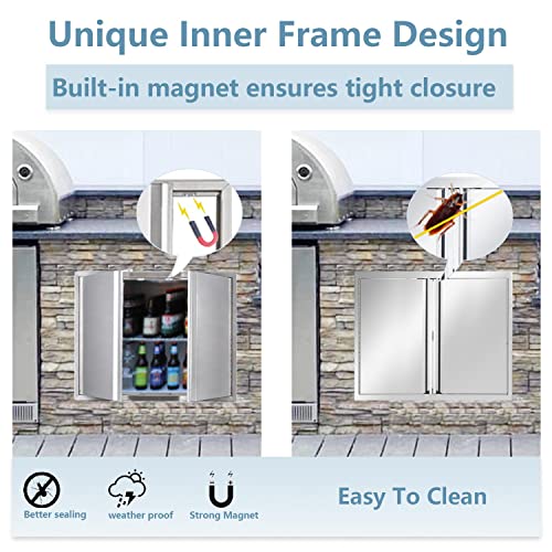 Bbq Double Access Doors Stainless Steel;31"W X 24"H Inch Double Wall Door Panel Outdoor Kitchen Doors;Flush Mount For Outdoor Kitchens Or Bbq Island #TOP6