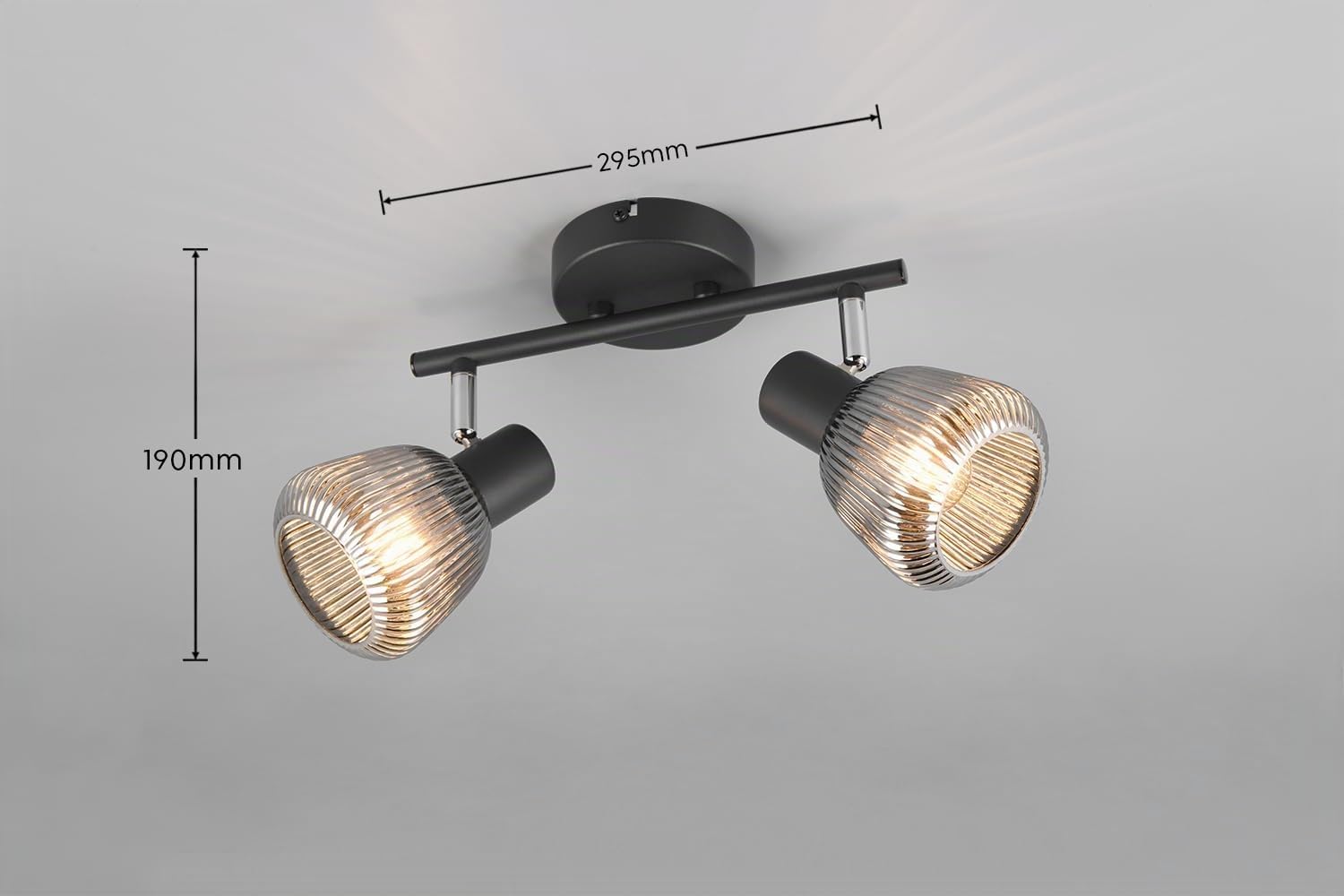 Trio Leuchten Spotbalken Tarifa 862800232, Metall Schwarz matt, Glas Chrom bedampft, exkl. 2x E14