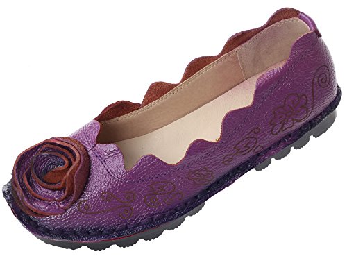 Mordenmiss Women's Fall New Flat Flower Pattern Shoes Style 1 US 10 Purple