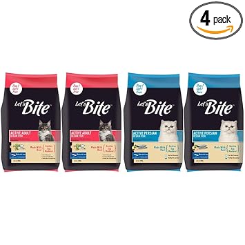 Lets Bite Active Adult(+1 Year) Dry Cat Food, Ocean Fish, 500gm (Buy 1 GET 1 Free) and Lets Bite Active Persian Adult(+1 Year) Dry Cat Food, Ocean Fish, 500gm (Buy 1 GET 1 Free)