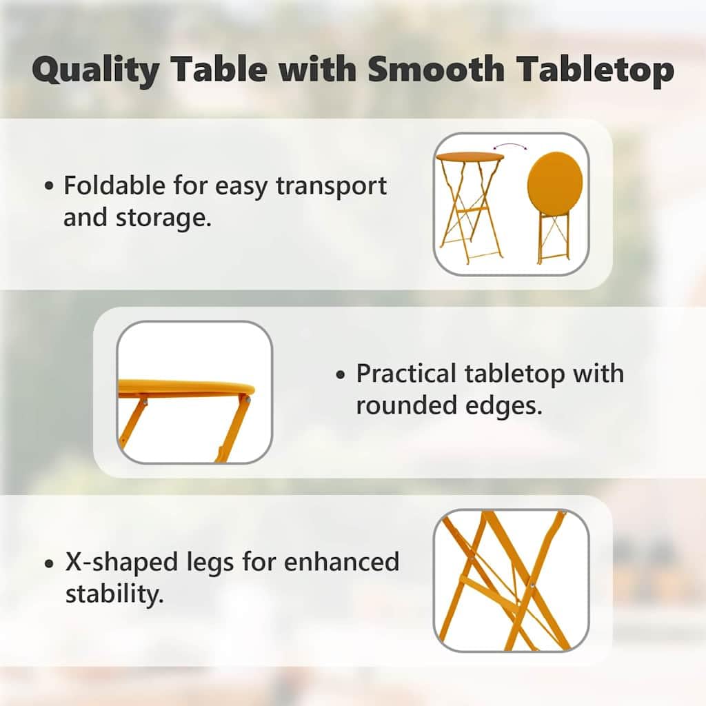vidaXL Tavolo da bistrot Senape Ø 50 x 71 cm, Tavolo Bistro Rotondo, Moderno, Pieghevole per Giardino e terrazza, salvaspazio e Pratico per Esterni