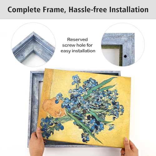 Image of 8x8 Canvas Floater Frame for Coastal Print,0.9 inch Deep,Distressed Blue