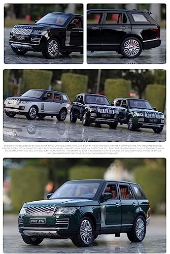 Image of 1 /24 Big Range Rover REFENDER Toy Car Metal Pull Back Diecast Car with Openable Door and Sound Light, Gifts Toys for Kids (Green)