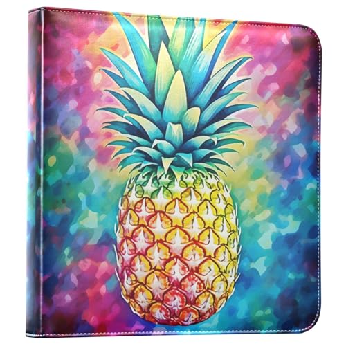 JIPONI Colorful Pineapple Large Photo Album, DIY Leather Cover Scrapbook Albums for 4x6 5x7 6x8 Pictures, Self Adhesive Memory Book for Wedding, Baby, Family