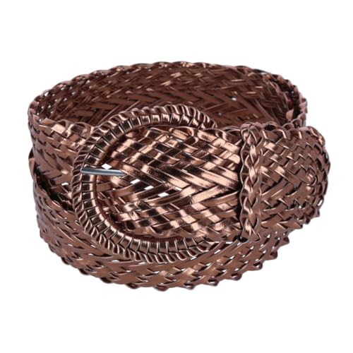 CTM Women's Braided Wide Belt with Matching Buckle
