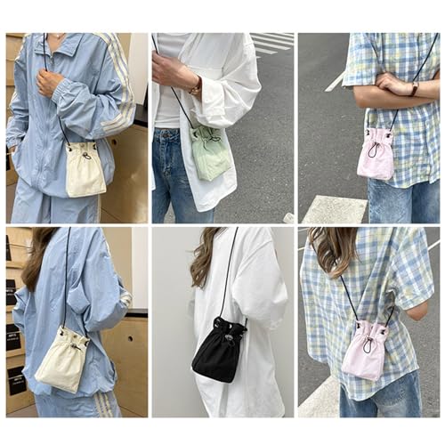 Fashionable Water Resistant Small Shoulder Bag Casual Pleated Drawstring Phone Pouches Crossbody Purse for Shopping Work2