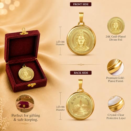 Image of DIVINITI 24K Gold Plated Double-Sided Religious Pendant with Premium Gift Box, Spiritual Locket for Men & Women, Devotional Jewellery for Gifting & Everyday Wear