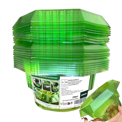 IKSAMY Lot de 20 colliers anti-escargots - Clôture anti-escargots - Protection contre les escargots - En plastique - Pour plantes de jardin - Vert