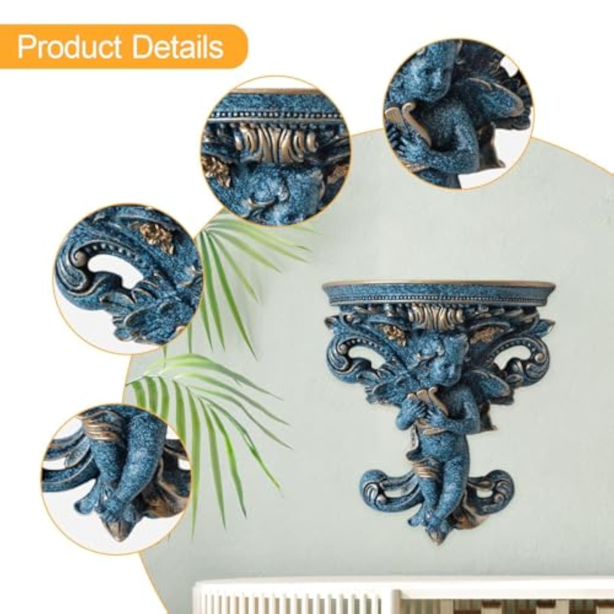 Decorative Floating Shelf Bedroom Holder Office Display Angel Wall Sculpture