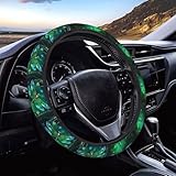 Neukim Green Dragonfly Steering Wheel Covers Anti-Slip Elasticity Car Accessories Steering Wheel Protector Universal 15 Inch for Cars SUV Vehicle Truck