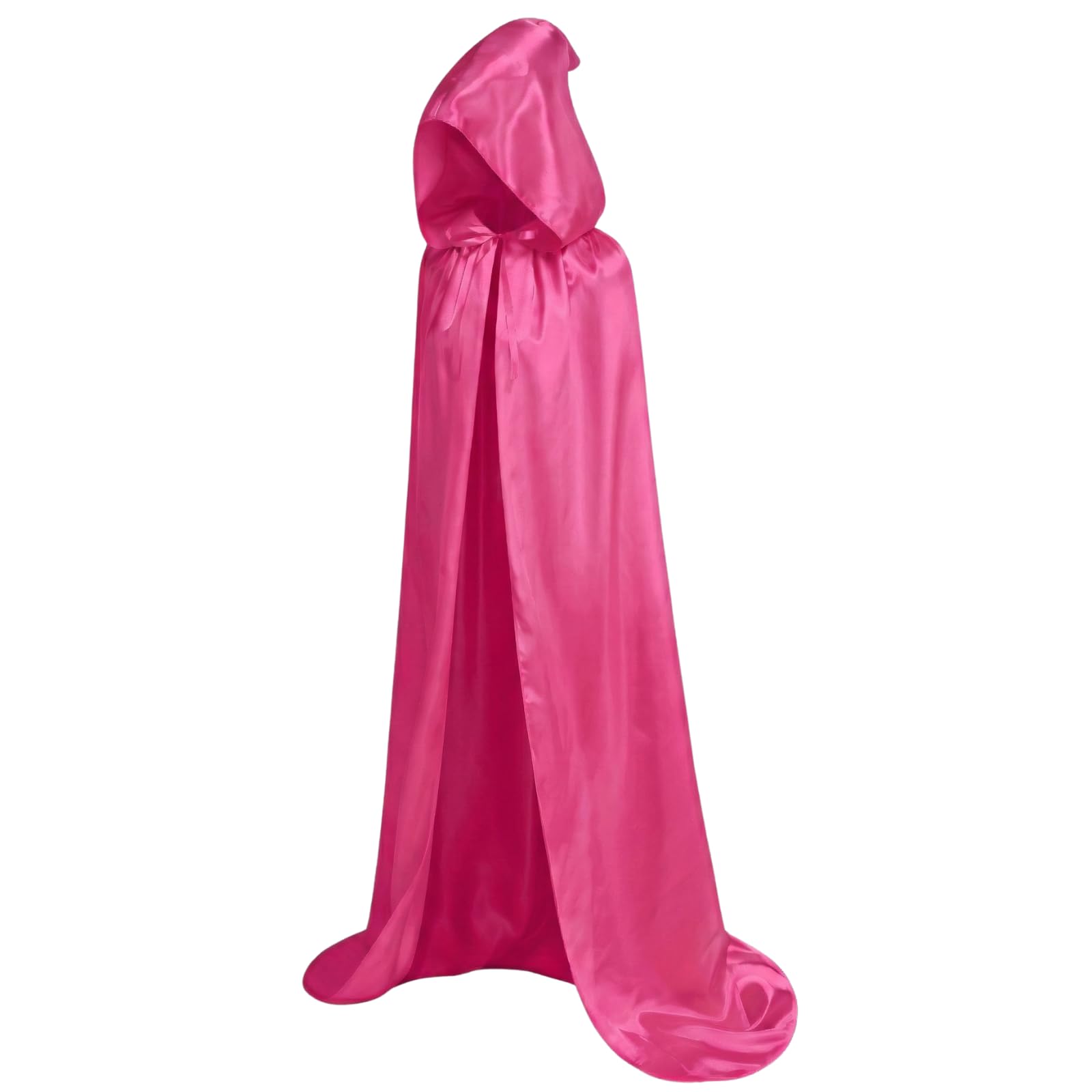 HAPNBCELE Unisex Adults Satin Cape Hooded Cloak, Wizard Fairytale Cosplay Fancy Dress for Halloween Christmas Carnival Party (Barbie Pink, 150cm/59.06”) — image 1