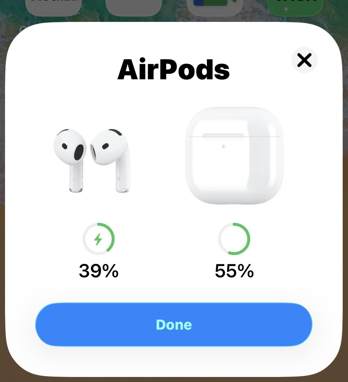 On-screen pairing pop-up when opening the AirPods 4 case
