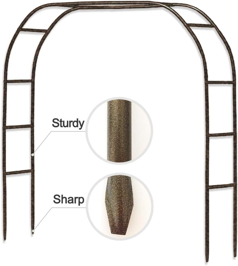 Metal Garden Arch,7.8 Feet High x 5.5 Feet Wide Sturdy Metal Arbor with Sharp Ends for Climbing Vines and Plants, Quinceaneras Party Decoration