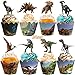 48-teiliges Set Dino Tortendeko, 24 Stück Dinosaurier Cupcake Wrappers und 24 Stück Dinosaurier Cupcake Toppers, Jura Dino Kuchen Dekoration ubehör für Kinder Geburtstagsparty Jungen Mädchen