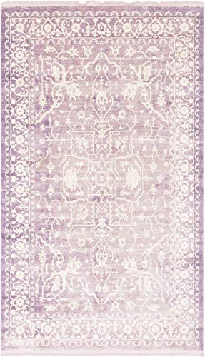 Unique Loom Traditional Classic Intricate Design Distressed Vintage Detail, Area Rug, 5 ft x 8 ft, Purple/Ivory