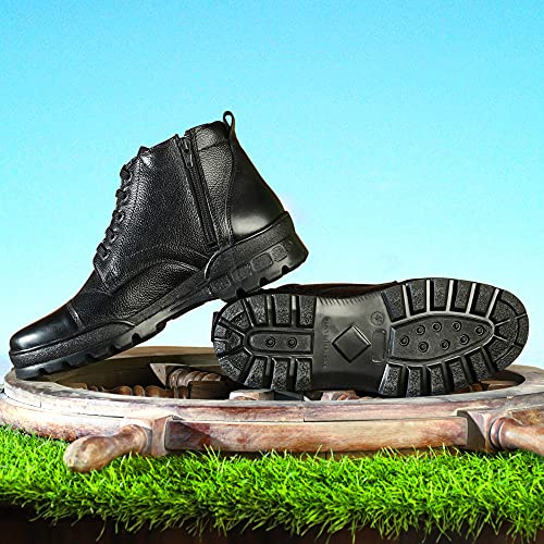 Image of SVPANTHER Men's Side Zip Ankle Leather Boots for Police, Commando NCC, Military, Army