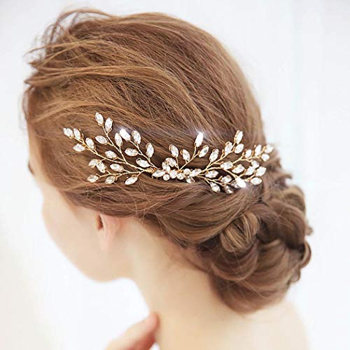 Yokawe Wedding Hair Comb Gold Bridal Vintage Rhinestone Hair Side Combs Decorative Crystal Bride Hair Accessories For Women And Girls (Gold) #TOP5
