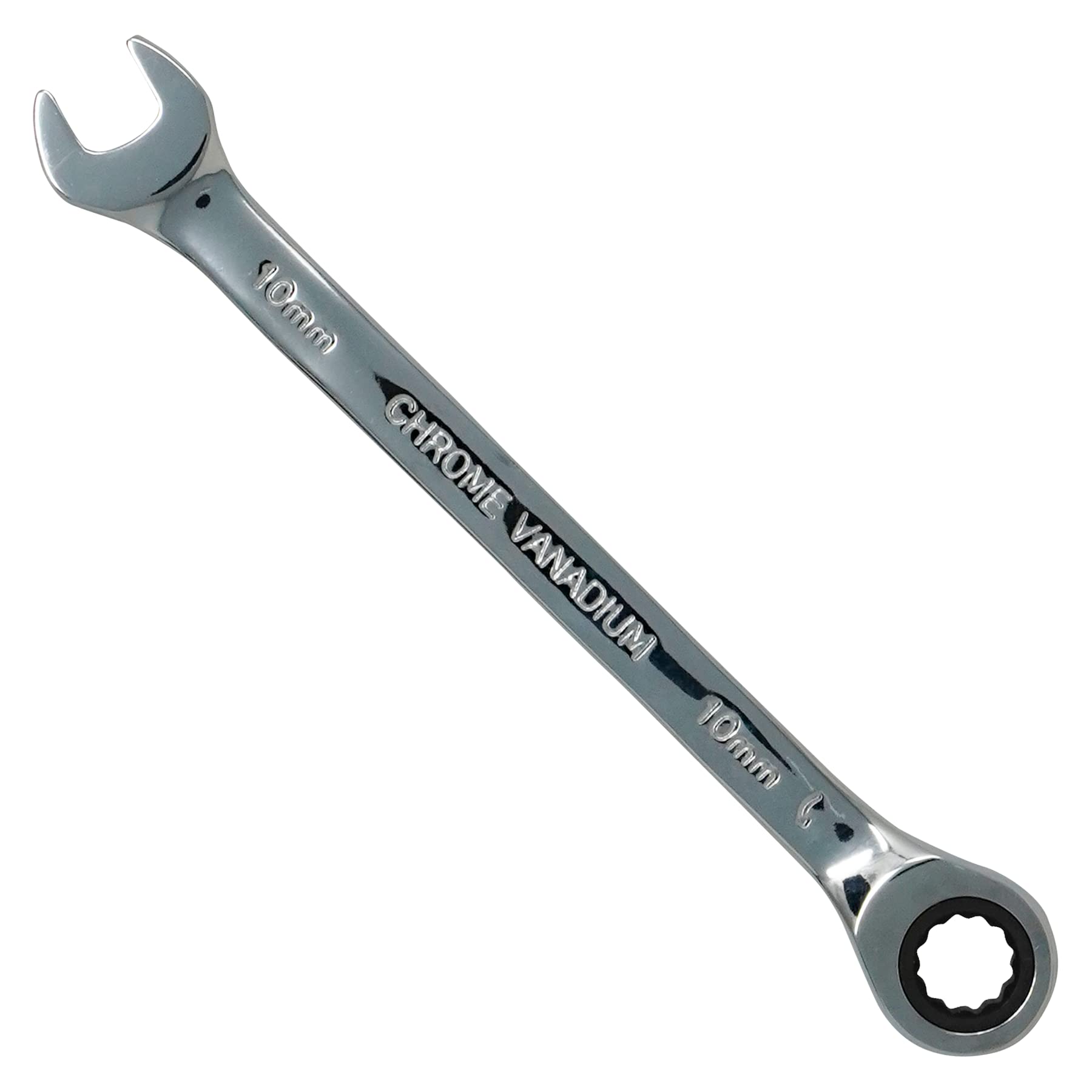 Dapetz ® Fixed Head Ratchet Spanner Ratcheting Combination Wrench Chrome Vanadium Steel Fixed Head Gear Wrench Open End 10mm Spanner Under Narrow Space Condition