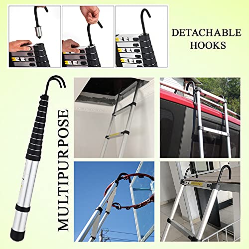 Telescoping Ladder 16.5Ft Extension Ladder Telescopic Ladder Loft Attic Collapsible Ladder With 2 Detachable Hooks Adjustable Height Safety Lock Design For Roof Rv Indoor Outdoor En131 Safe Standard #TOP3