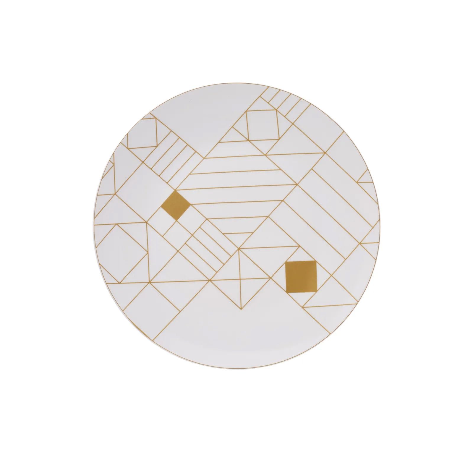 Elegantes 24-teiliges Speiseservice, 100% Porzellan, Weiß & Gold | Inklusive Serviergeschirr, Dessertteller, tiefen Tellern und Schüsseln | Nicht mikrowellen- und spülmaschinengeeignet
