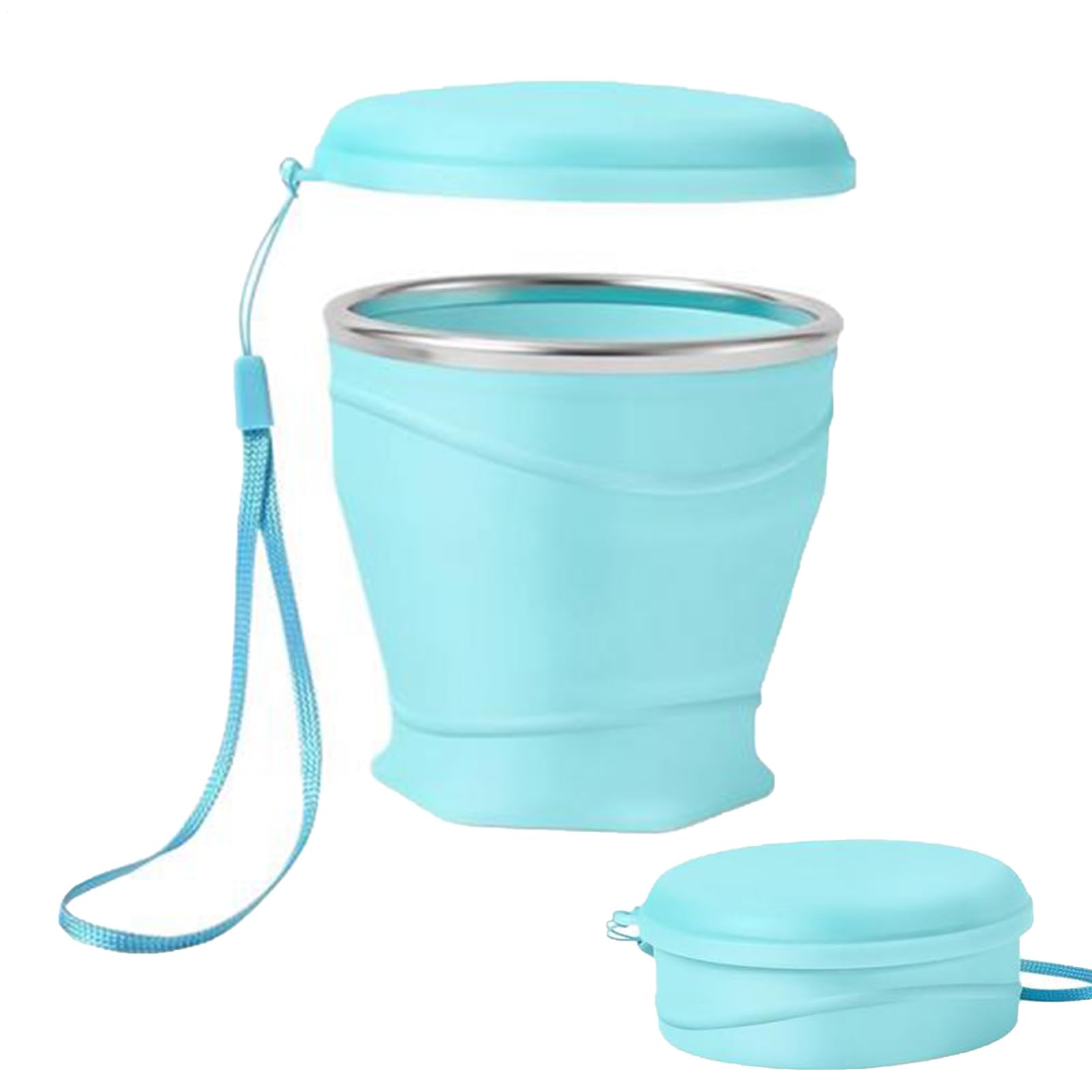 Genérico Vasos Plegables De Silicona De Alimenticio Para Acampada, Vaso De Viaje A Prueba De Fugas De 260 Ml Con Tapa, Taza Portátil Reutilizable Para Bebidas, Ideal Para Picnic Acampada Senderismo