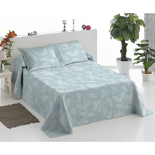 Donegal Collections - Colcha Verano Cama 135 + 2 Cojines Cama, Colchas Bouti Azul, Primavera Verano, Ancho 230 cm, Largo 260 cm, Fresco, Alcolchado Fino, Modernas, Microfibra Extrasuave