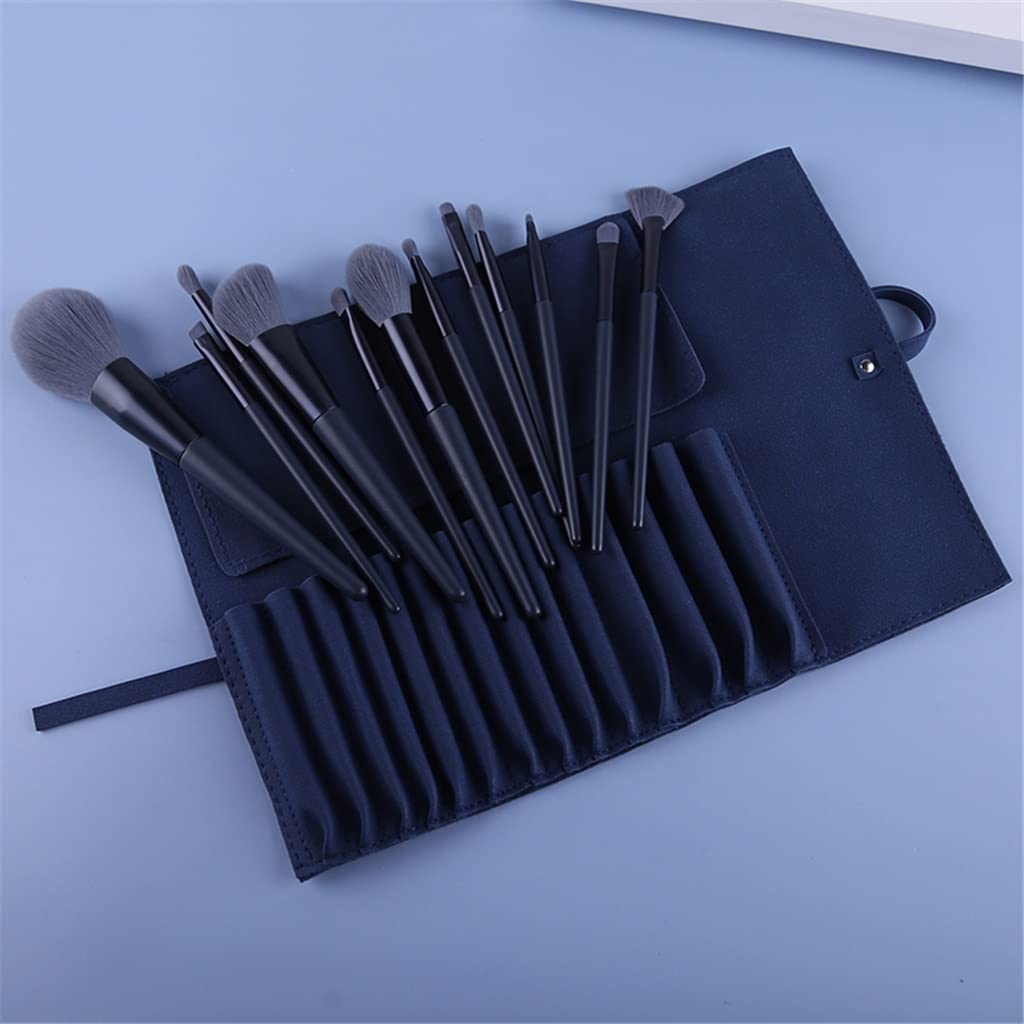 Juego de 12 brochas de Maquillaje de Pelo Natural Phantom Blue, brocha para Base, Polvos, Colorete, brocha de Maquillaje Profesional para Rostro