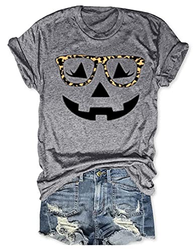 Halloween Pumpkin Shirt Women Funny Jack-O-Lantern Pumpkin Shirts Dancing Skeleton Ghost Halloween Thanksgiving Shirt