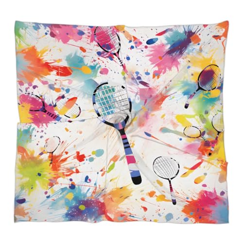 Tennis Racket Silk Like Head Scarf for Women Silk Satin Neck Scarf 23.6