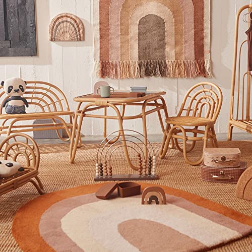 OYOY Mini - Teppich Kinderzimmer Rainbow Rug Junge/Mädchen - Braun/Beige/Rot Töne 88x90 cm Wolle...