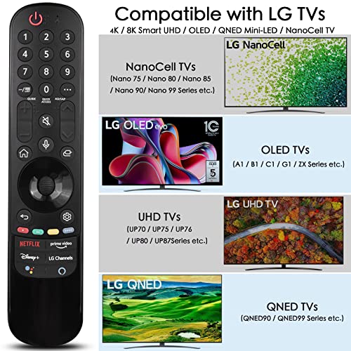 Replacement Lg Magic Remote Control For Smart Tv,Low Power Tech Remote Only Compatible For An-Mr21Ga,With Voice And Pointer Function,For Uhd Oled Qned Nanocell 4K 8K Models #TOP1