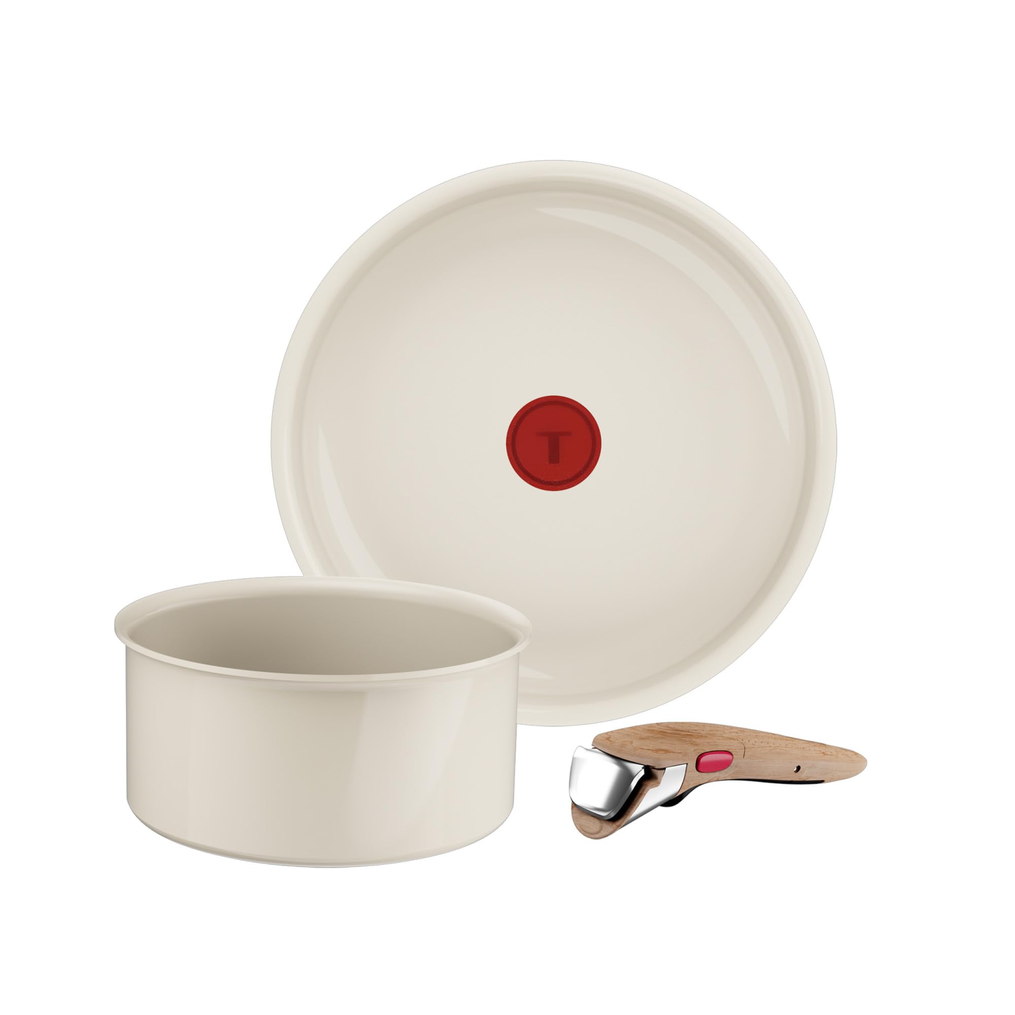 Tefal (Re) flect, Batterie de cuisine 3 pièces, Poêles et casseroles empilables, Poignée amovible, Céramique antiadhésive, L3699202