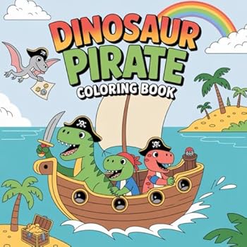 Dinosaur Pirate Coloring Book: dinosaur coloring book for kids, pirate adventure coloring book, prehistoric pirates for toddlers, boys fun coloring ... coloring book, coloring book for preschoolers