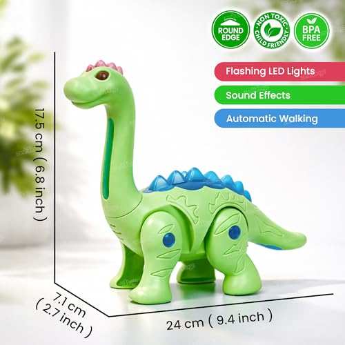 Image of Zest 4 Toyz Musical Toys for Kids Walking Dinosaur Battery Operated Electronic Pet Dino with Real Voice and Colorful LED Lights & Sound Toy for Boys and Girls (Random Color) - Pack of 1