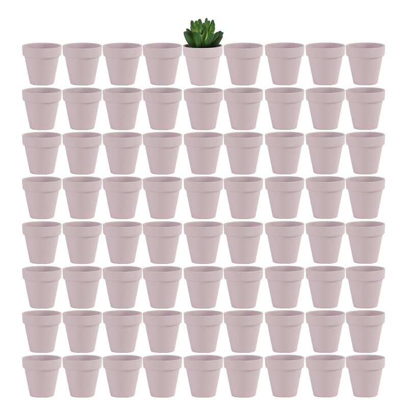 Yishang 72 macetas pequeñas de arcilla rosada, maceta de cerámica de arcilla de 2.5 pulgadas, macetas de cerámica con flores de cactus, macetas de cuna para suculentas, con orificio de