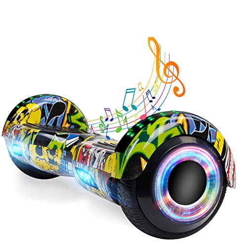 YHR 6.5 Inch Hoverboard with Bluetooth W/Speaker, Self Balancing Hoverboard for Kids Hover Board with LED Wheels/LED Lights for Kids Adults Gift