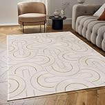 THE RUGS Carmel Modern Area Rug - Stain-Resistant, Non-Shedding, Durable Rugs for Living Room and Bedroom [ Wave Gold, 160x230 cm ]