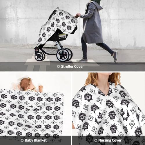 Housse de siège auto bébé loup et couverture allaitement respirante