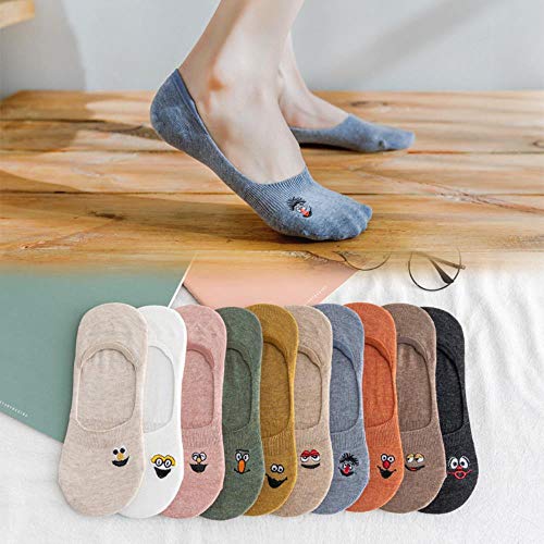 5 Paare/Packung Gestickter Ausdruck Frau Socken Cool Invisible Sock...