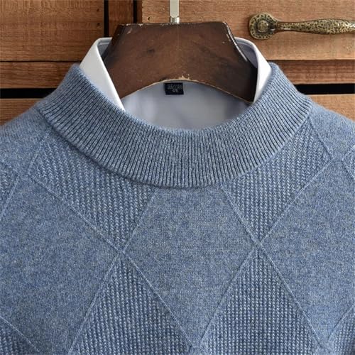 Dcvmvmn Men's Half High Collar Cashmere Sweater Pullover Middle Aged Solid Jacquard Winter Warm Casual Sweater2