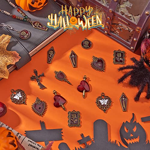 WEWAYSMILE 18pcs Enamel Charm Pendant, Crucifix Charms, Alloy Charms, for Halloween Decorations & Jewellery Making - Image 3