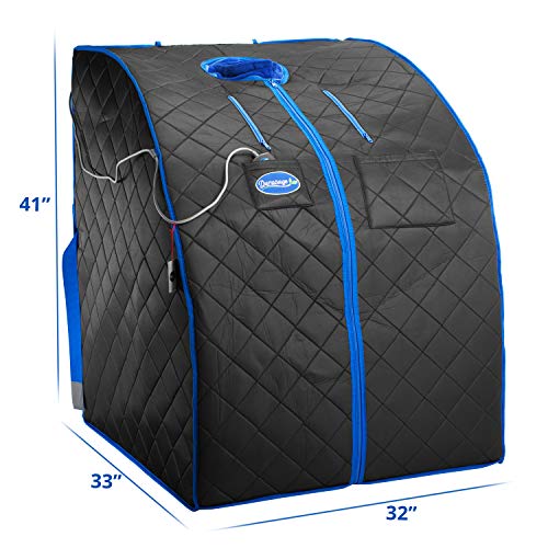 Durasage Personal Ultra Low Emf Portable Infrared Sauna Spa for Relaxation at Home, 30 Minute Timer, with Handheld Remote Control, Heated Footpad and Chair (Black) - Thumbnail 2