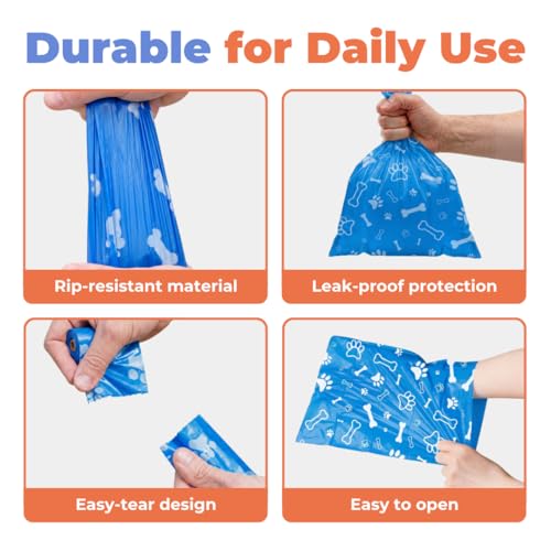 Image of Best Pet Supplies Dog Poop Bags for Waste Refuse Cleanup, Doggy Roll Replacements for Outdoor Puppy Walking and Travel, Leak Proof and Tear Resistant, Thick Plastic - Blue (Unscented), 240 Bags