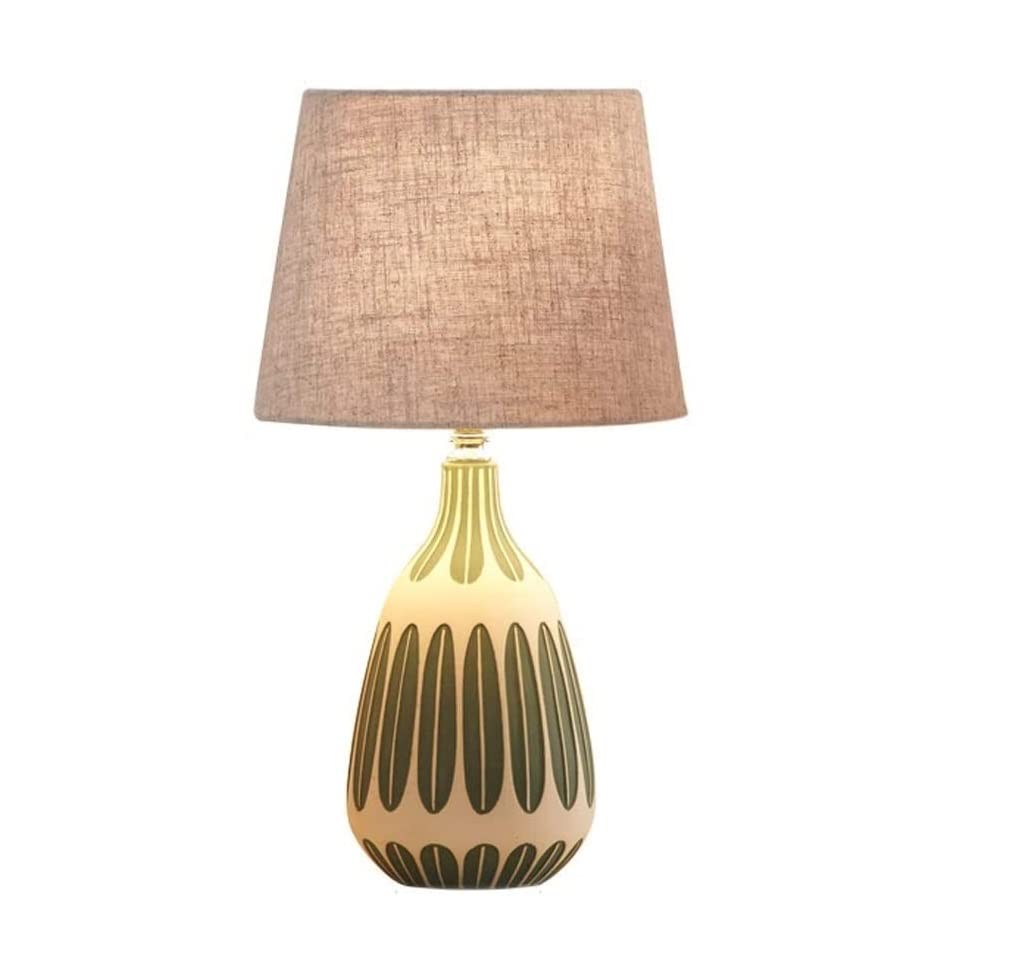 Table Lamp Table Lamps For Living Room Bedside Table Lamp Nordic Ceramic E27 Decorative Bedroom Light Fabric Lampshade Bedside Desk Lamp Bedroom Living Room Bedside Lamps,Green+beige-Remote Control