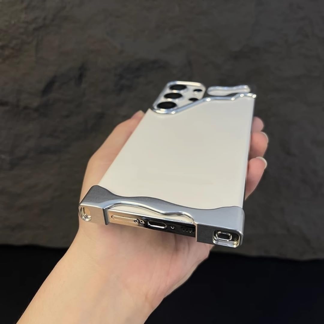 Obudowa telefonu Samsung Galaxy S26 25 S24 S23 Ultra Plus ze stopu aluminium z folią na obiektyw i ochroną narożników (do Galaxy S24/srebrny)