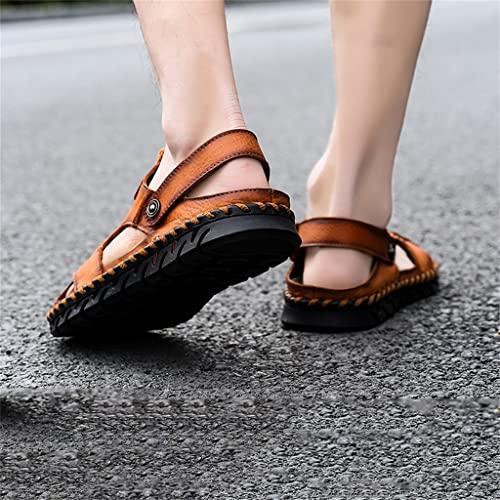 Men Leather Sandals Men Shoes Slippers Soft Sandals Men Comfortable Outdoor Walking Footwear(46)4