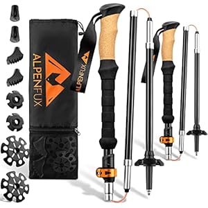 ALPENFUX® Premium Wanderstöcke faltbar, Trekkingstöcke, Nordic Walking Stöcke, leicht und verstellbar mit…