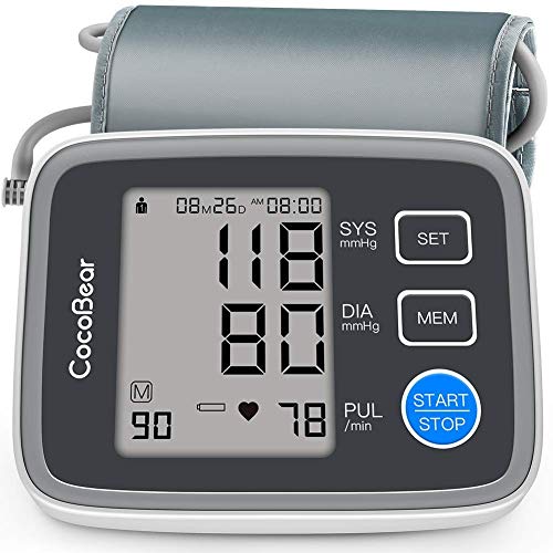 Tensiómetro brazalete de cocobear brazo presión arterial Monitor Digital Automático arhythmie BP Monitor para uso doméstico 2 * 90 Memoria